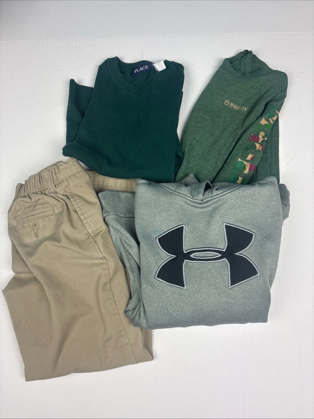 Boys Kids Small 7 8 Lot Shirt Sweater Hoodie Pants Preppy Athletic Green Khaki